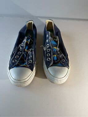 Converse All Star Double Tongue Low Top Navy Blue Women’s 7 Distressed